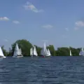 A group of sail boats on the lake at Swarkestone Sailing Club, Derby
