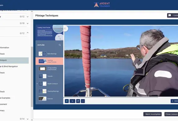 A screenshot teaching aid for the RYA Yachtmaster Pilotage course at Ardent Training, Argyll, Isle of Mull