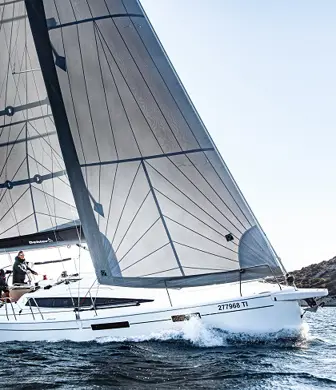 A yacht sailing with two sails up from Center of Sailing - Centar Jedrenja, Croatia